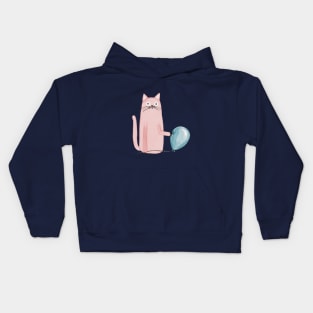 Funny cat with a balloon Kids Hoodie